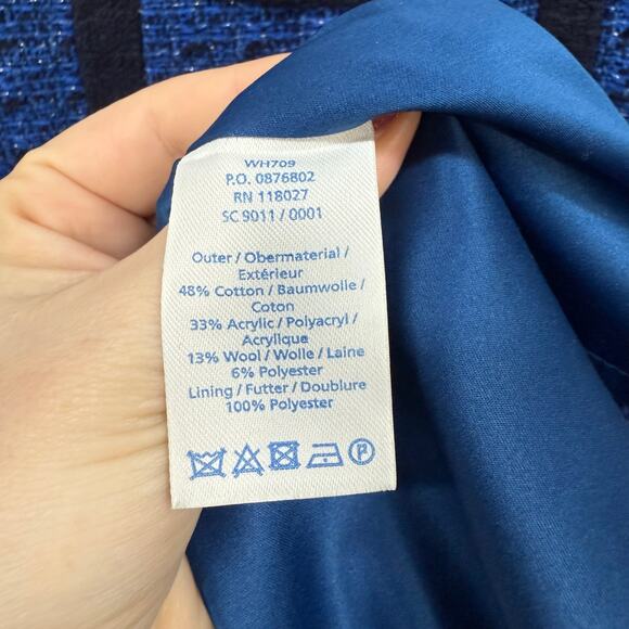 Boden Tweed Blue Black Metallic Silver Short Sleeve Mini Dress Pockets 4 - Picture 3 of 6